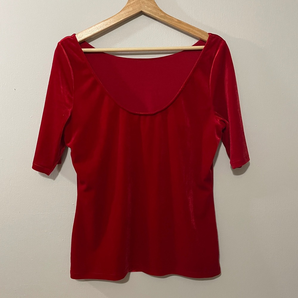 Boden Laura Scoop Back Red Velvet Top Women's US 10 - Picture 6 of 13